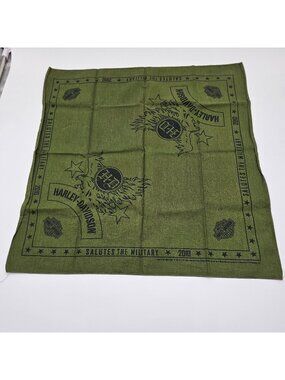 Harley-Davidson Salutes The Military 2010 Green Bandana Head Scarf Head Wrap NEW
